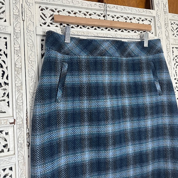 Talbots Petites Blue Plaid Wool Blend Academia School Girl Skirt Sz M/L - Picture 2 of 6